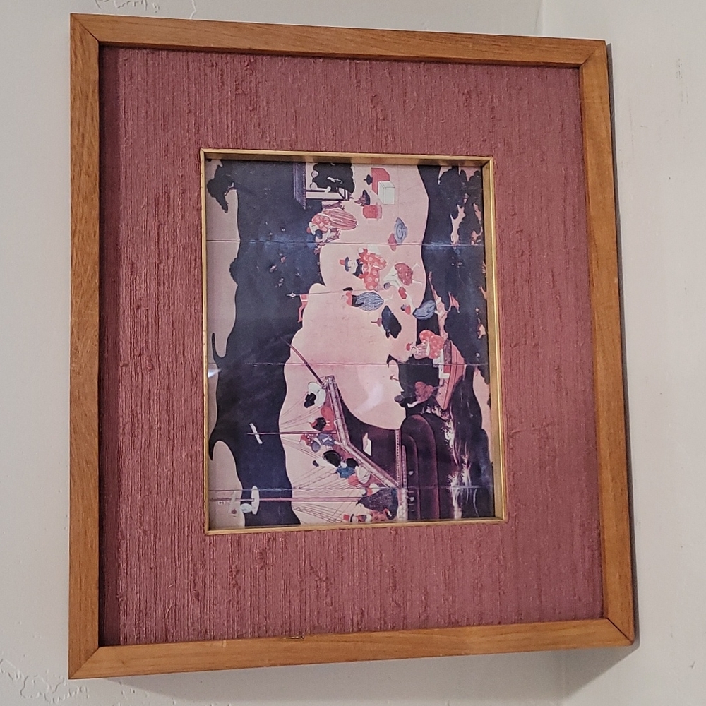Vintage Oriental landscape wood frame Catalda wall decor Steckart's Ltd.